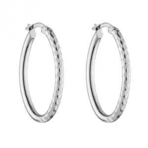 Image of 9ct White Gold Double Textured Hoop Earrings GE2406