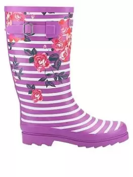 Image of Cotswold Chilson Wellington Boot - Flower, Multi, Size 8, Women