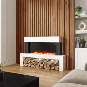 Image of White Freestanding Electric Fireplace Suite with LED Lights - Amberglo