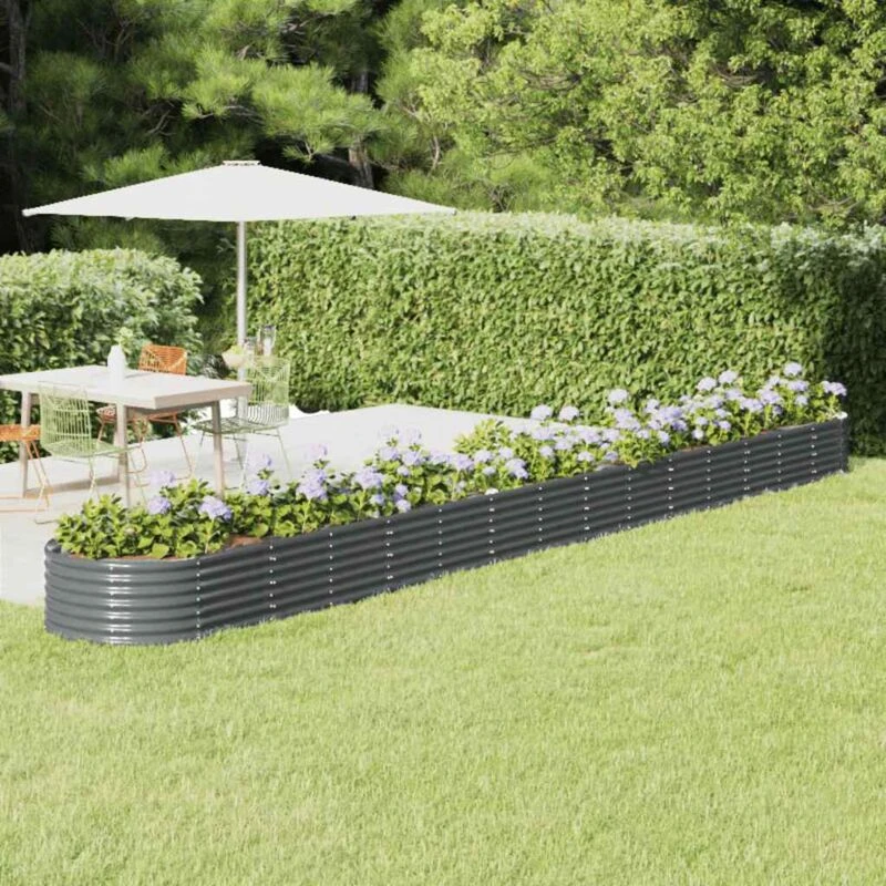 Image of vidaXL Garden Raised Bed Powder-coated Steel 620x80x36cm Anthracite, Grey 318946