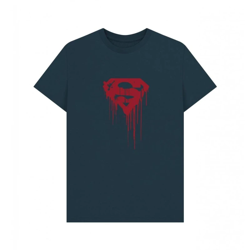 Image of Superman Mens Official Drip Shield T-Shirt in Blue Size: Small Blue Male S