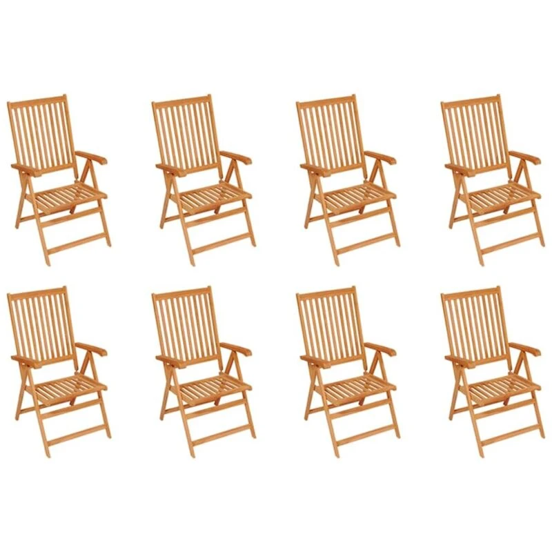 Image of VIDAXL Reclining Garden Chairs 8 pcs Solid Teak Wood Vidaxl 8720286437506