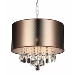 Image of Italux Lighting - Italux Motan - Modern Hanging Pendant Bronze 3 Light with Crystal Shade, E14