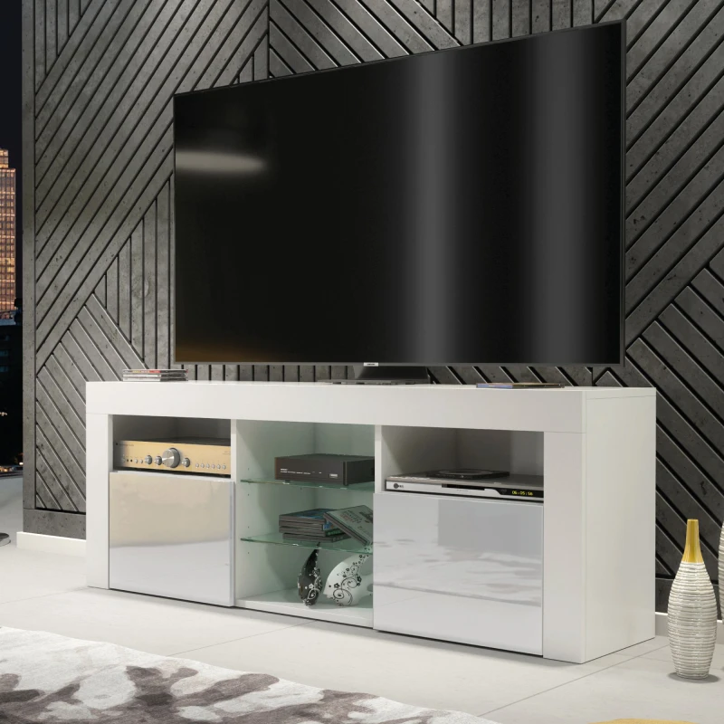 Image of Creative Furniture Creative Furniture TV Unit 145cm Modern - White with High Gloss Grey Doors Grey One Size Unisex 5061075249720