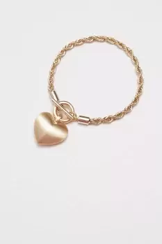 Image of Gold Satin Puffed Heart Rope Bracelet