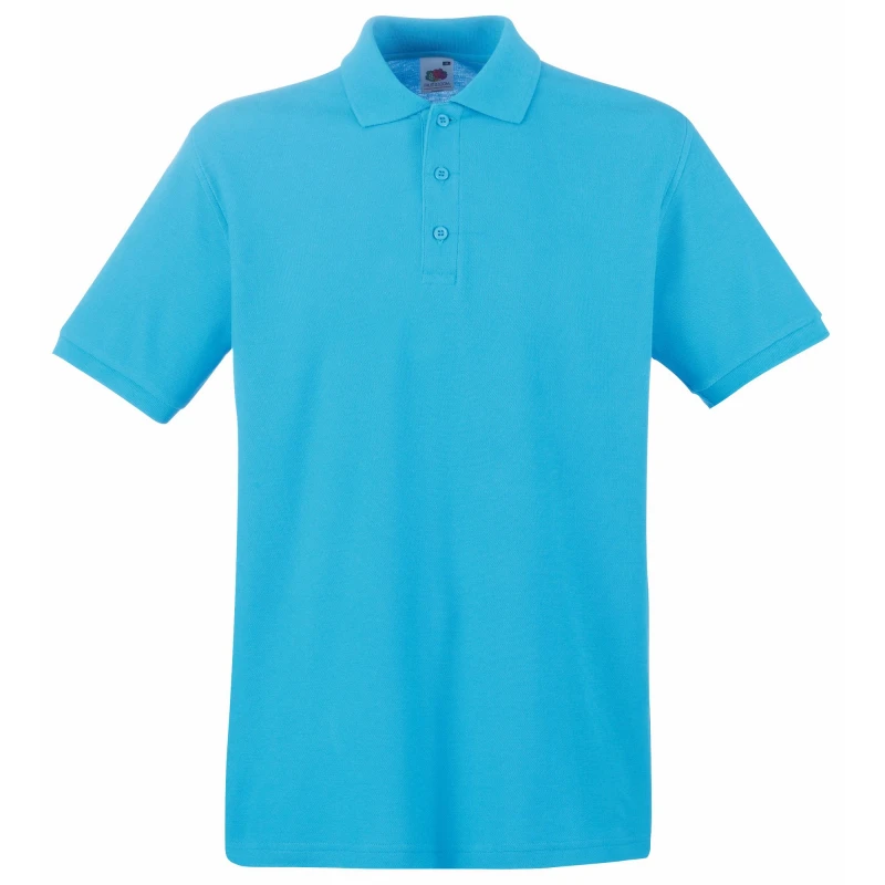 Image of Fruit Of The Loom Fruit of the Loom Men Premium Short Sleeve Polo Shirt in Blue Size: Small Blue S Male 5055747695540