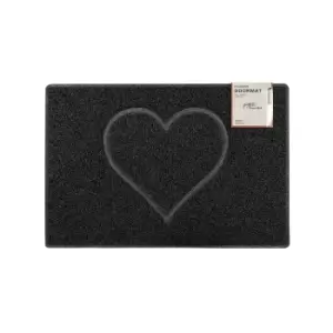 Image of Oseasons Heart Small Embossed Doormat In Black With Open Back