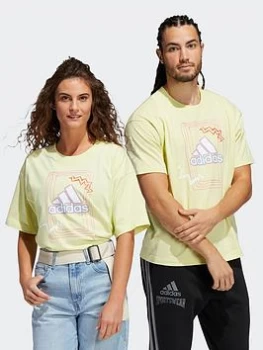 Image of adidas Love Unites Graphic T-Shirt (gender Neutral), Yellow, Size XS, Men