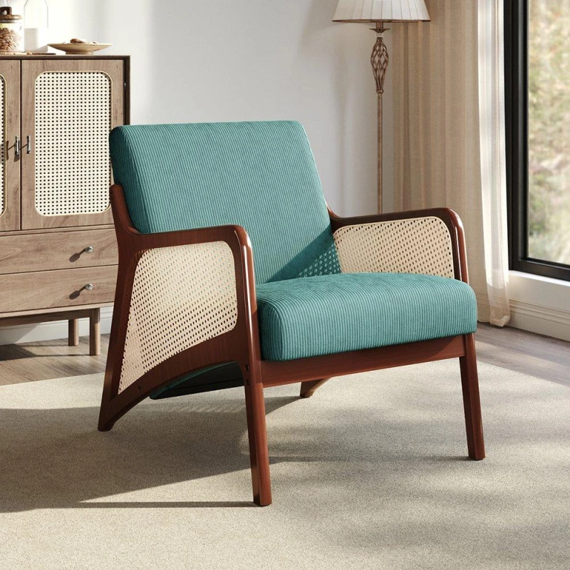 Image of Kabinet UK Corduroy Armchair with Rattan Armrest Green unisex One size