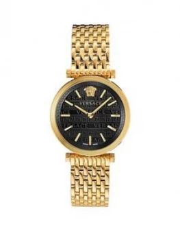 Image of Versace Twist Black Sunray Dial Gold Stainless Steel Bracelet Ladies Watch