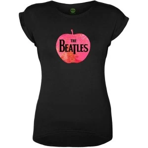Image of The Beatles - Apple Logo Womens Medium T-Shirt - Black