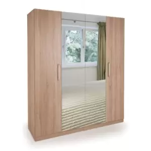 Image of Holborn Oak Bedroom Furniture Range - 4 Door Mirror Wardrobe