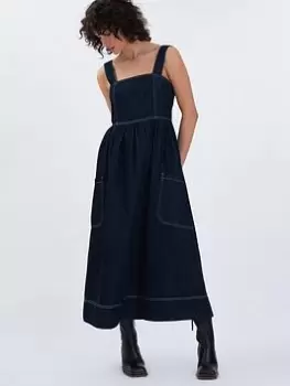 Image of Aligne Fatma Pinafore Pocket Midi In Organic Cotton
