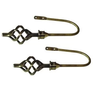 Image of Colours Sage Brass Effect Twisting Curtain Hold Backs Pack of 2
