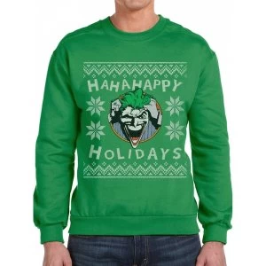 Image of Batman - Ha Ha Happy Holidays Mens Medium Xmas Jumper - Green