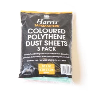 Image of Harris Taskmasters Coloured Polythene Dust Sheets - Pack of 3