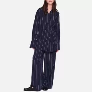 Image of Aligne Kayla Pinstripe Wrap Front Lyocell-Blend Shirt - EU 36/UK 8