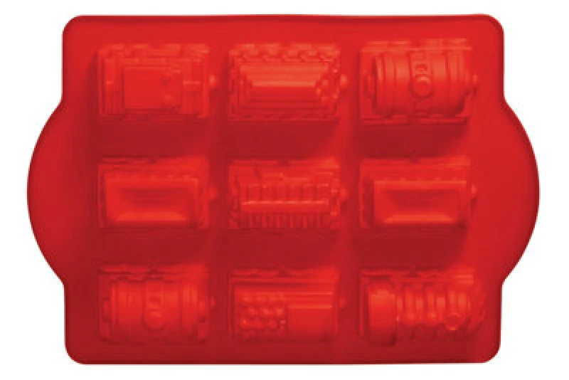 Image of Premier Housewares Silicone 9 Trains Red Cake Mould Red