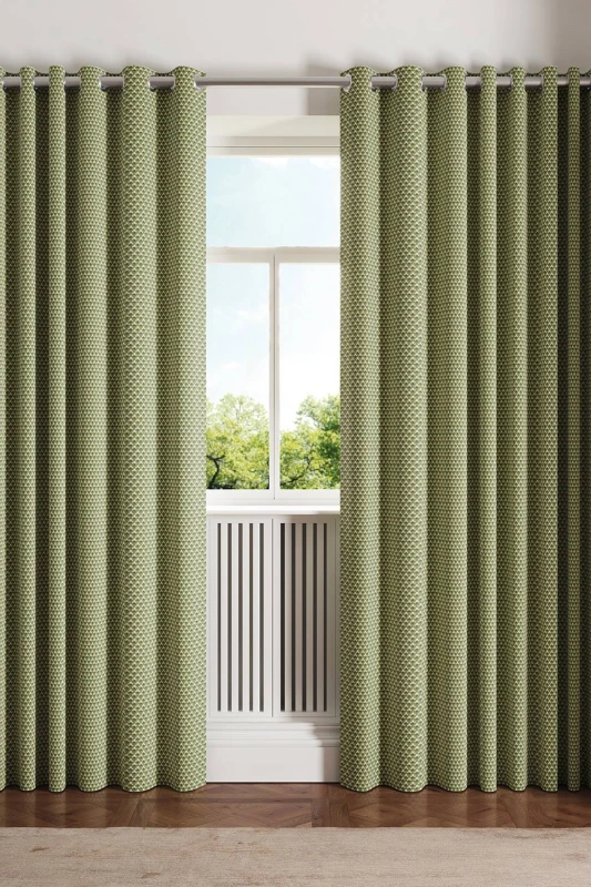 Image of Ted Baker 'Palm Geo' Cotton Lined Curtains in Green Size: 228cm width x 183cm drop Green Unisex 228cm width x 183cm drop