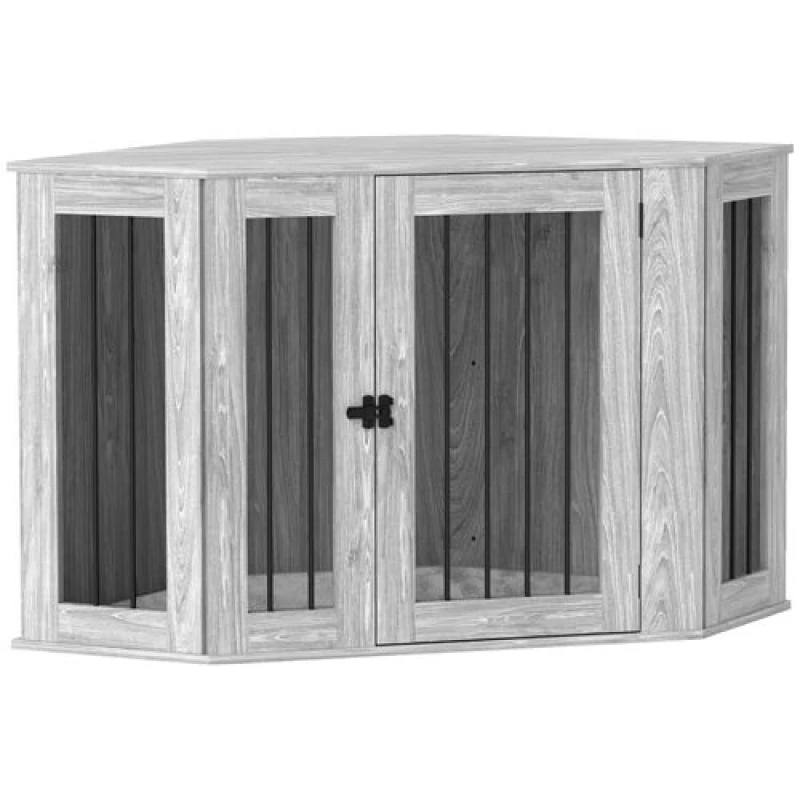 Image of PawHut Dog Crate Furniture For Large Dogs W/ Cushion, Door - Grey D02-167V70GY