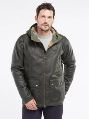 Image of Barbour Domus Hooded Wax Jacket, Green Size M Men