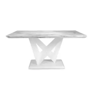Image of Shankar Saturn Medium Marble Effect Grey/White Dining Table