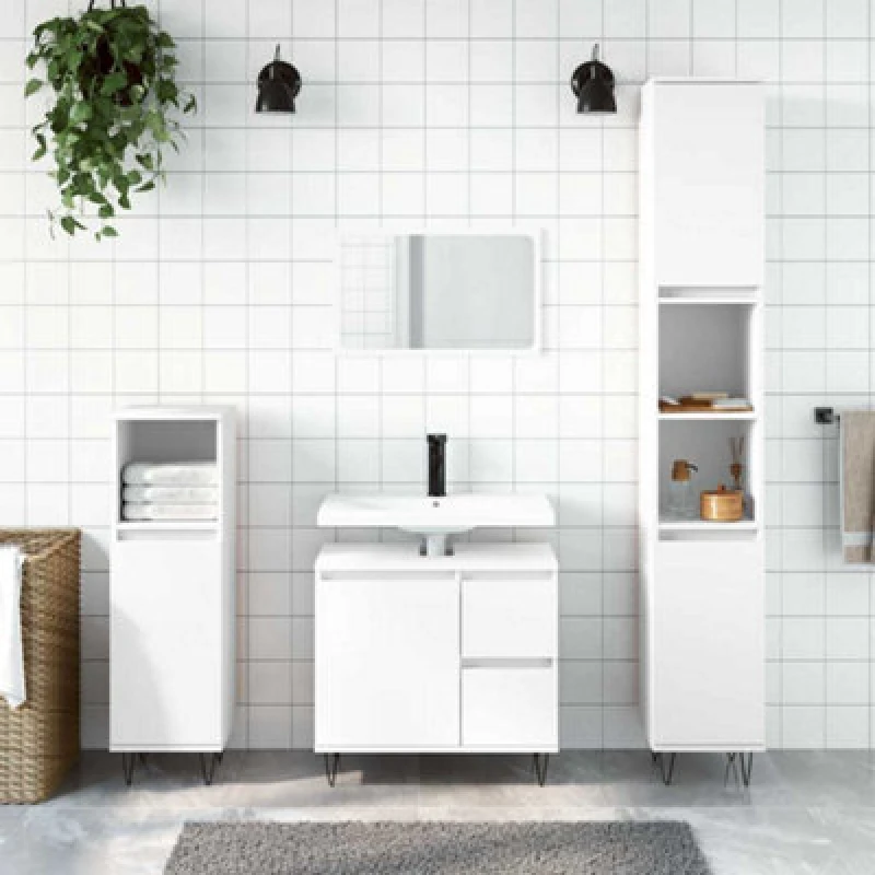 Image of Vidaxl Bathroom Cabinet White 65X33X60 Cm Engineered Wood