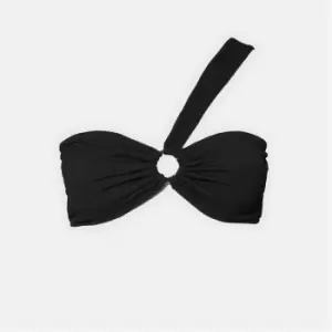 Image of Missguided Plus Size Crinkle Ring Bikini Top - Black