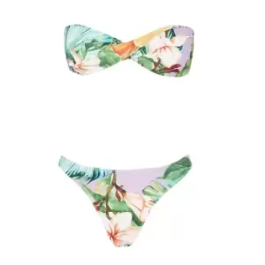 Image of Missguided Floral Print Twist Front Bandeau Bikini Set - Multi