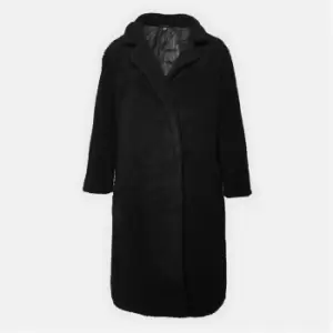Image of Missguided Plus Size Borg Teddy Longline Coat - Black