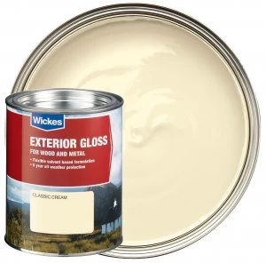 Image of Wickes Exterior Gloss Paint - Classic Cream 750ml