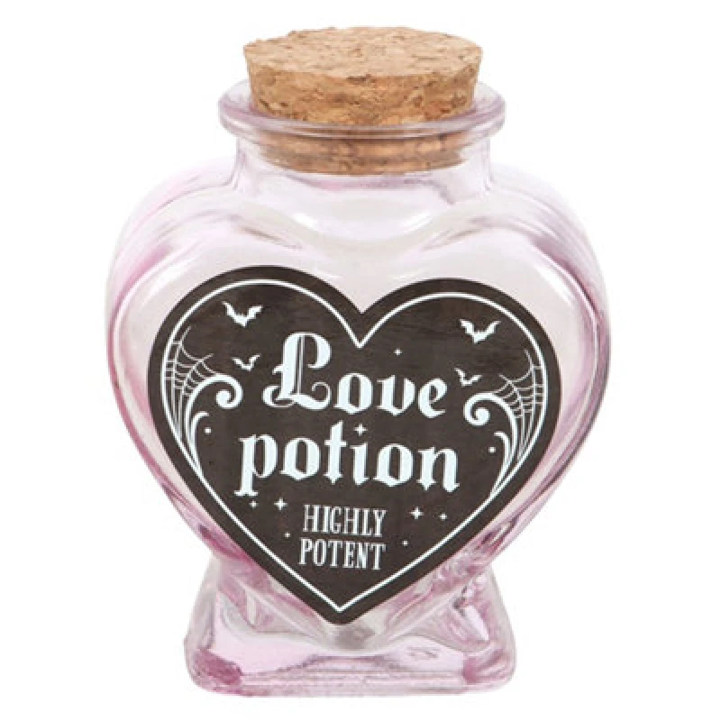 Image of Something Different Something Different Love Potion Glass Heart Bottle in Pink Pink One Size Unisex 5063806045007