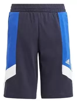 Image of adidas Junior Colour Block 3-Stripes Short - Navy, Navy/Blue, Size 9-10 Years