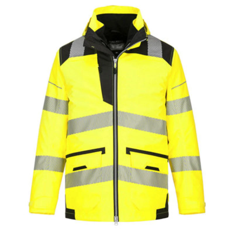 Image of Oxford Weave 300D Class 3 PW3 Hi Vis 5 in 1 Jacket PW367YBR5XL Colour: Yellow / Black