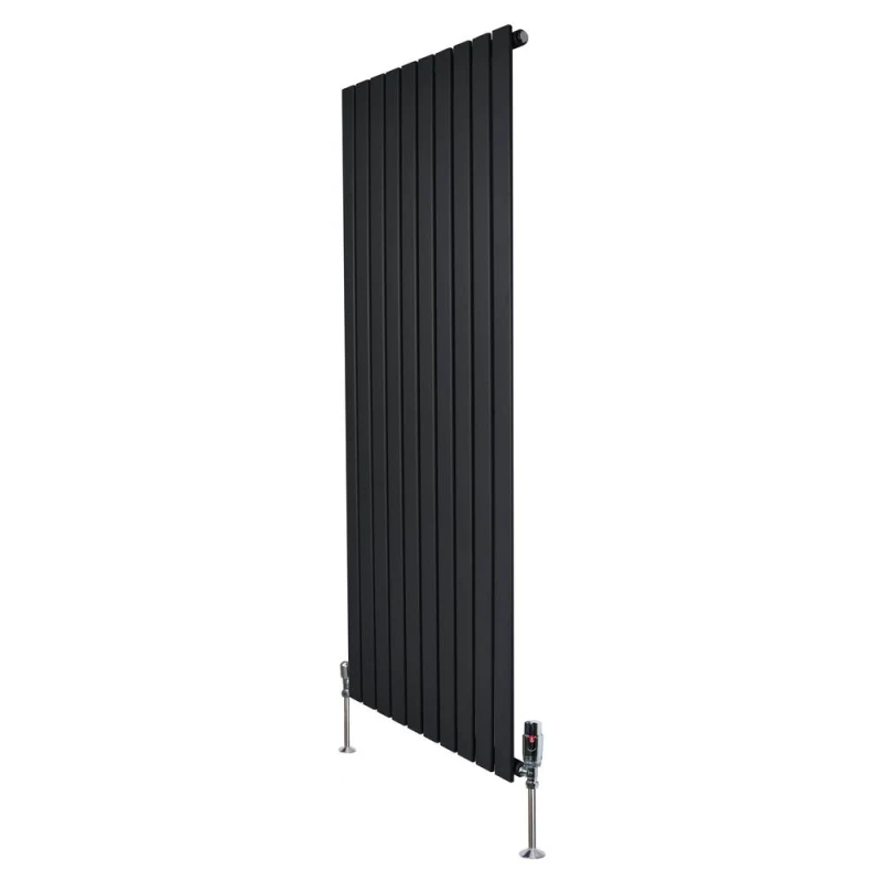Image of Monstershop Flat Single Column Radiator - 1600mm x 700mm & Valves - Black Unisex
