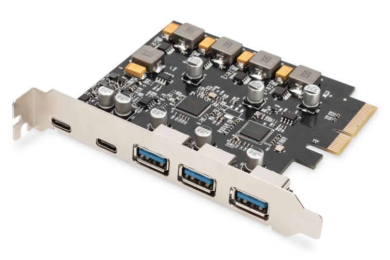 Image of Digitus PCIe card 2x USB-C + 3x USB A