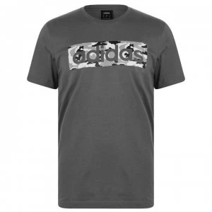 Image of adidas Linear Camo Mens T-Shirt - Grey5/Blk/Wht