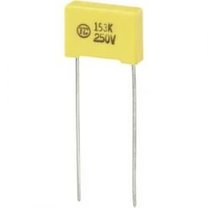 Image of MKS thin film capacitor Radial lead 0.015 uF 250 Vdc 5 10 mm L x W x H 13 x 4 x 9mm