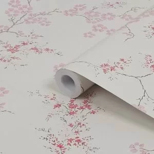 Image of Laura Ashley Oriental Blush Blossom Smooth Wallpaper