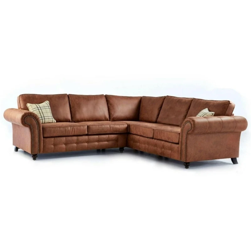 Image of LUXURY LIFE Oakley Corner Fabric Sofa Tan