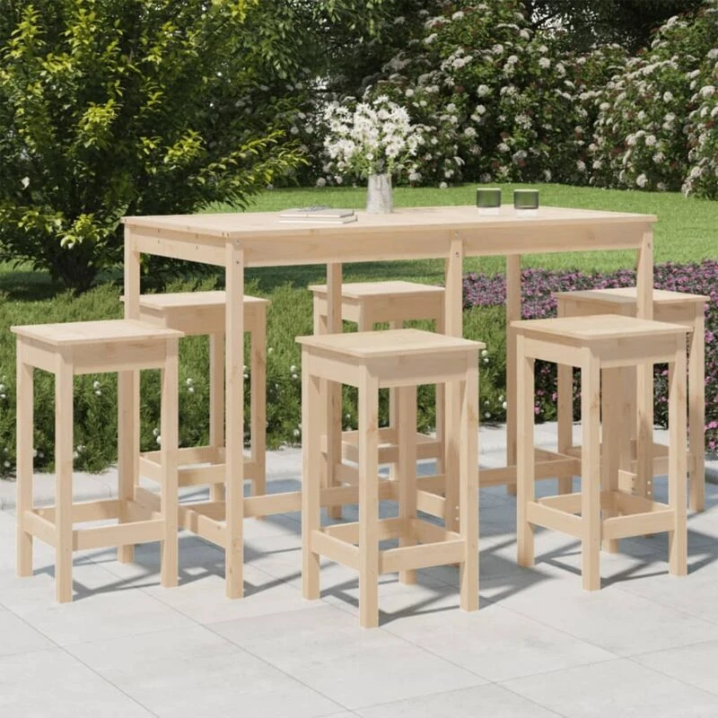 Image of VIDAXL 7 Piece Garden Bar Set Solid Wood Pine Vidaxl 8720845717209