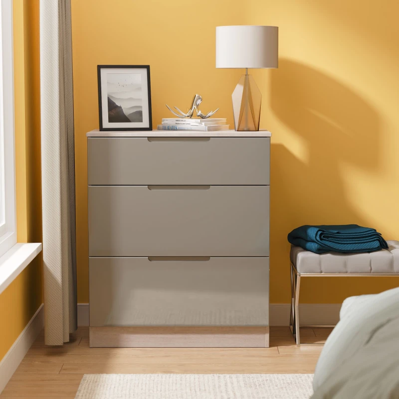 Image of Ready Assembled 2 U Lucca 3 Drawer Deep Chest (Ready Assembled) in Grey Grey Unisex