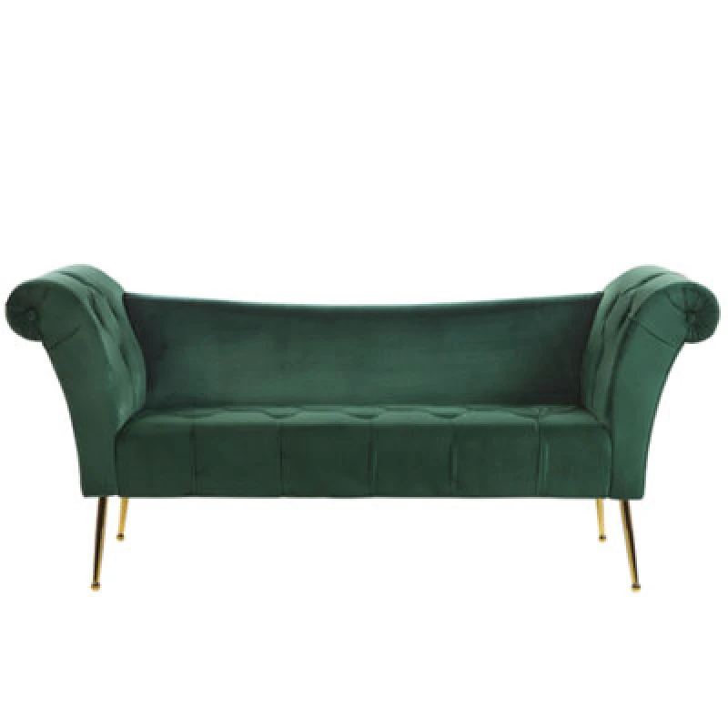 Image of Beliani Chaise Longue Nantilly Velvet Dark Green