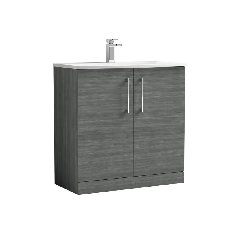 Image of Balterley Bathroom 2 Soft Close Door Floor Vanity & Basin, Anthracite, 800mm in Grey Grey Unisex