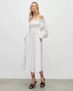 Image of AllSaints Launa Off Shoulder Broderie Maxi Dress