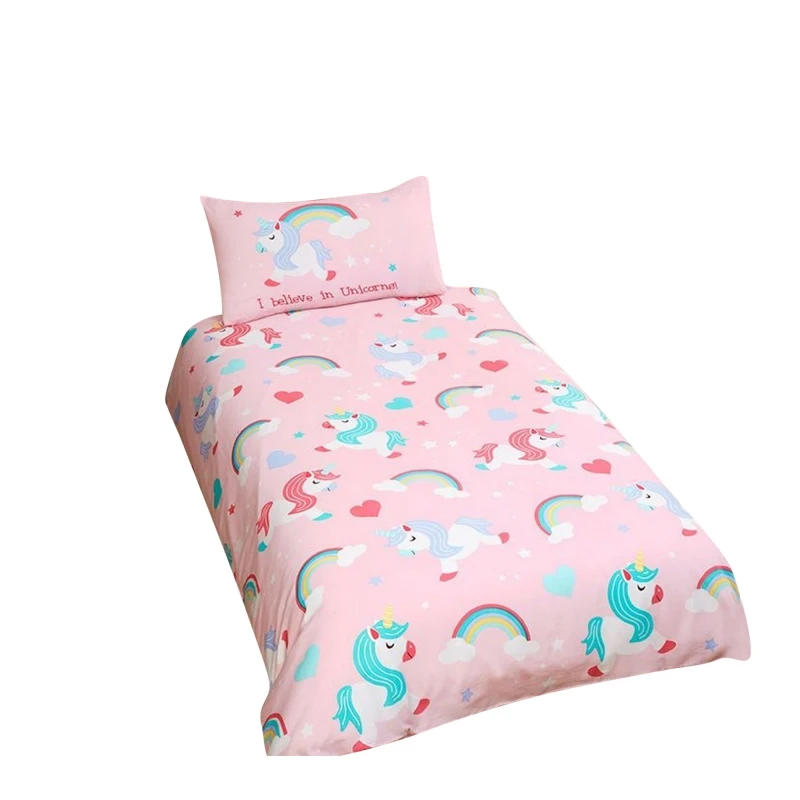 Image of Bedding & Beyond I Believe In Unicorns Duvet Cover Set in Pink Size: Single Pink Unisex Single