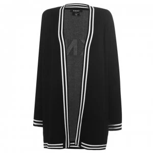 Image of DKNY 100% Logo Cardigan - BLACK/IVORY