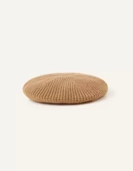 Image of Accessorize Ribbed Knit Beret Camel