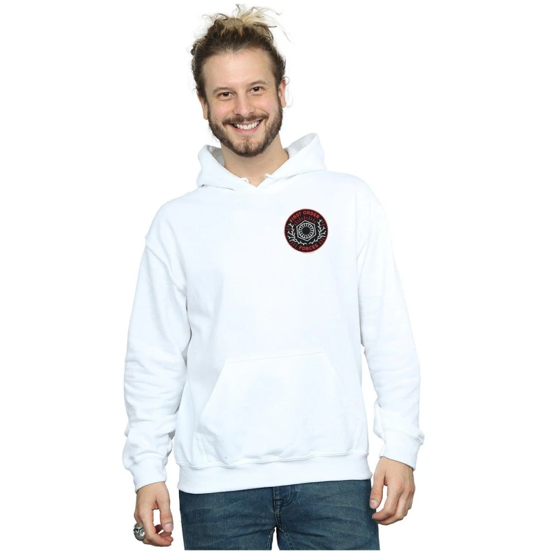 Image of Disney Men Star Wars The Rise Of Skywalker First Order Forces Breast Print Hoodie in White Size: Small White S Male 5059400291551