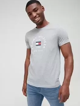 Image of Tommy Hilfiger Mens Hilfiger Flag Arch T-Shirt - Dark Grey Heather, Size 2XL, Men